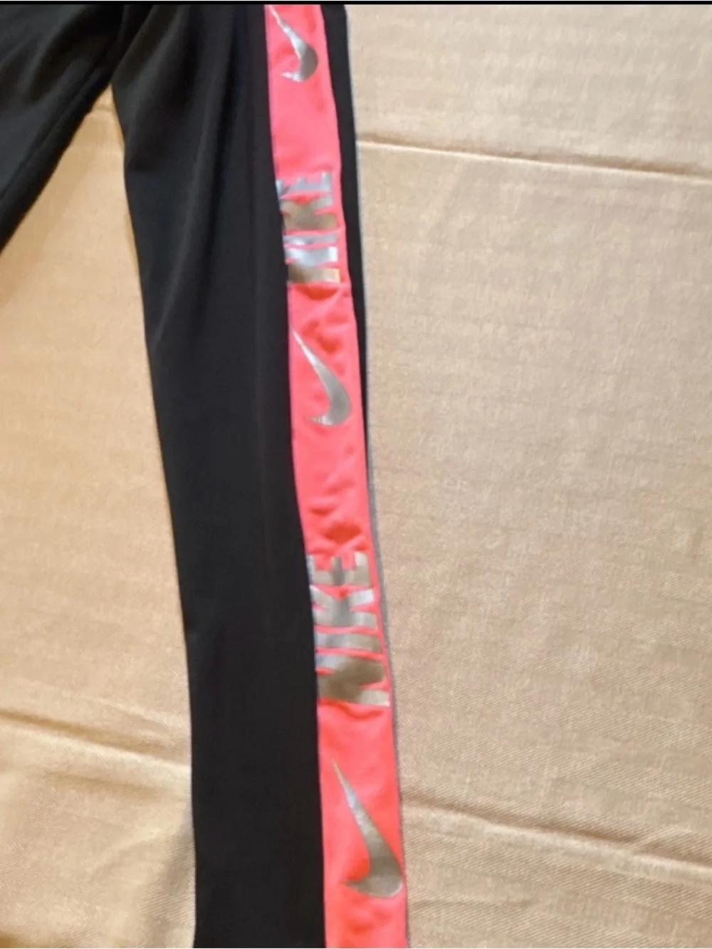 Nike Black‎ Leggings with Pink Side Panels and Silver Logos